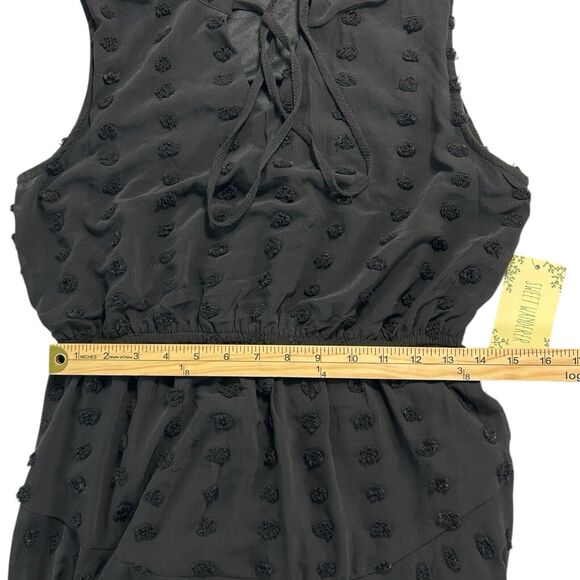 New Sweet Wanderer Dress Sz M Black Sheath Midi Fit Flare Pom Pom Polka Dot NWT - Picture 7 of 10